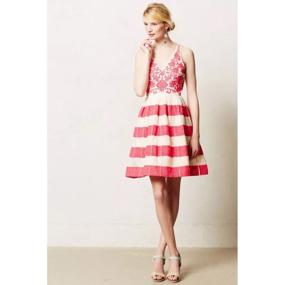 Leifsdottir Red and White Striped Dress